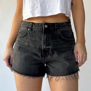 ASOS Design 100% Cotton Rigid Denim Distressed Goth Summer Black Cutoff Shorts